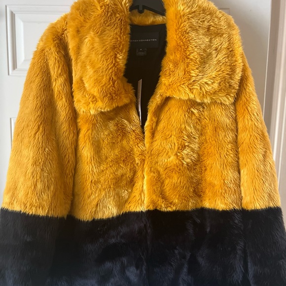 French Connection Yellow and Black Teddy Coat - Picture 1 of 5